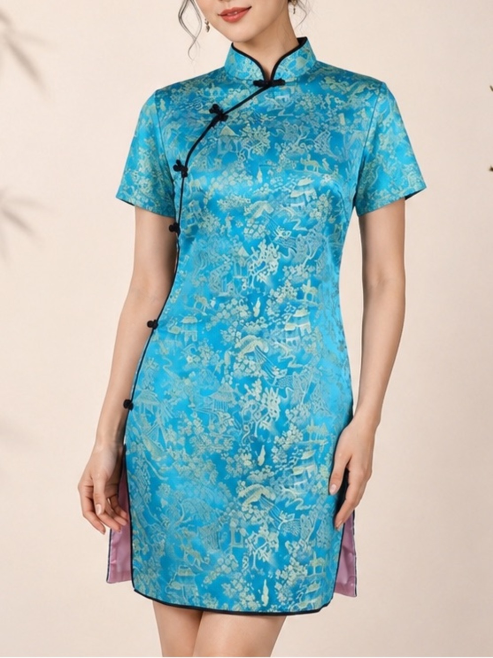 traditional Chinese Cheongsam QipaoIt  blue medium